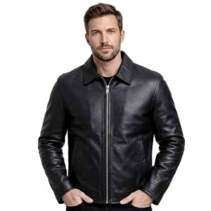 Mens Real Leather Biker Jacket Vintage Black Brown Cafe Racer Retro Style Casual Motorcycle Sheepskin Leather Jacket Mens Genuine Lambskin Leather Jacket 1