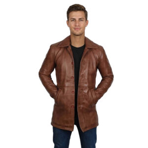 Men's Classic Real Leather Trench Coat