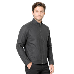 Mens Casual Zip-Up Black Cotton Jacket