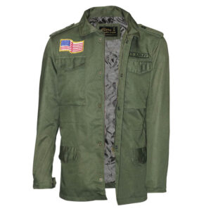 Mens Vintage Style Olive Field Jacked