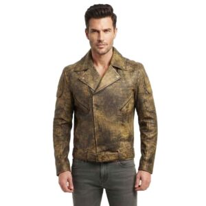 Men's Antique Green Biker Jacket