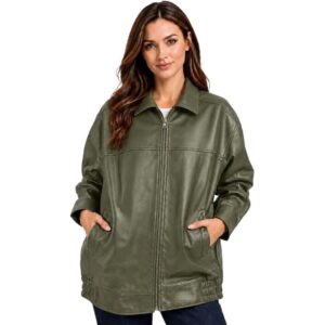 Oversized Leather Bomber Women 1