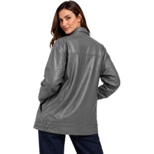 Women's Oversized Bomber Fashion Jacket Real Leather Jacket Womens new blazer back
