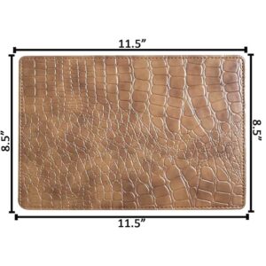 Table Mats 4 Faux Leather Crcodile Texture Tan Brown 1
