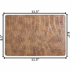 Table Mats 4 Faux Leather Crcodile Texture Tan Brown