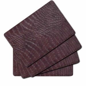 Table Mats Set of 4 Crocodile Texture Chocolate Brown 1