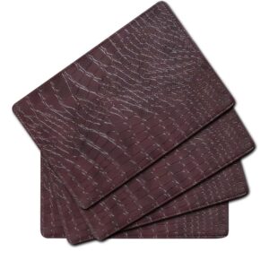 Table Mats Set of 4 Crocodile Texture Chocolate Brown