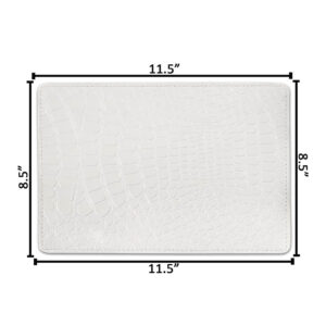 Table Mats Set of 4 Faux Leather Crcodile Texture White