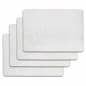 Table Mats Set of 4 Faux Leather Crcodile White 1