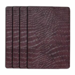 Table Mats Set of 4 Leather Crocodile Texture Chocolate Brown 1