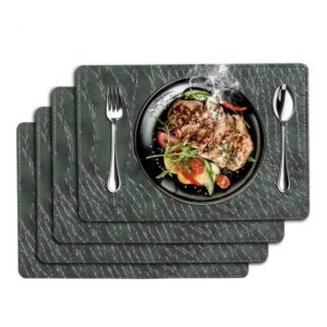 Table Mats Set of 4 Placemate Faux Leather Crcodile Texture Olive Green