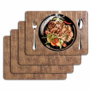 Alternative view of Table Mats Set of 4 Crocodile Texture Faux Leather Placemats All Colors