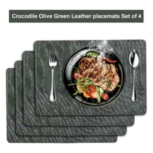 Table Mats Set of 4 Crocodile Texture Faux Leather Placemats All Colors