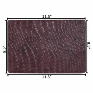 Table Mats Set of Faux Leather Crocodile Texture Chocolate Brown 1