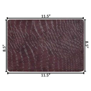 Table Mats Set of Faux Leather Crocodile Texture Chocolate Brown