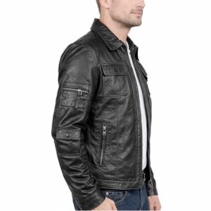 Vintage Cafe Fit Retro Motorcycle Jacket Real Leather Casual Coat 1