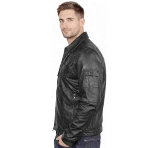 Vintage Cafe Fit Retro Real Leather Casual Coat 1