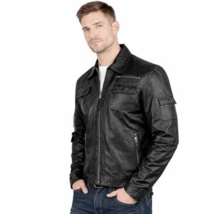 Vintage Cafe Racer Slim Fit Retro Motorcycle Jacket Real Leather Casual Coat 1