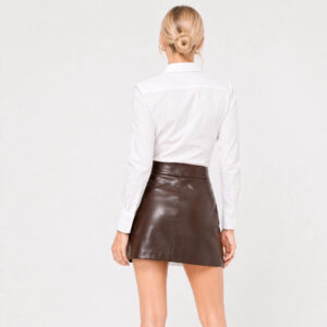 Sharp Edge Black Leather Mini Skirt WOMENS SKIRT NEW BROWN LEATHER