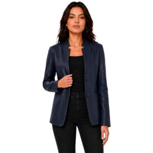 Womens Blazer Coat Mandarian Collar Style Black Color 1
