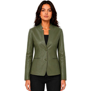 Womens Blazer Mandarian Collar Style Black Color 3