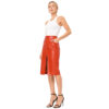 Women's Chic Waisted Leather Midi Skirt