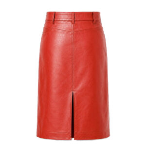 Womens Chic Leather Midi Skirt