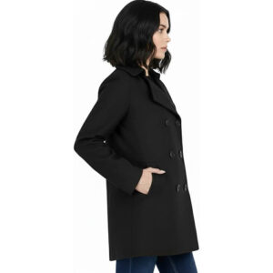 Womens Double Breasted Wool Short Length Trench Coat Ladies Winter Warm Woolen Overcoat