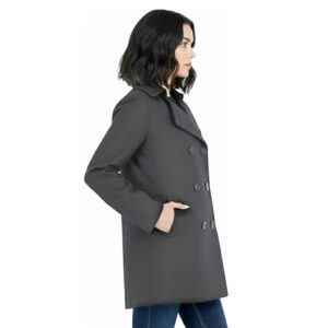 Womens Double Short Length Trench Coat Ladies Winter Warm Woolen Overcoat