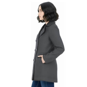 Womens Double Wool Short Length Trench Coat Ladies Winter Warm Woolen Overcoat 1