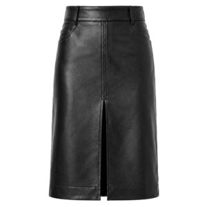 Womens High Leather Midi Skirt