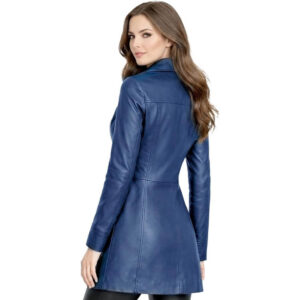 Women's Mid-Length Leather Trench Coat Womens Leather Coat