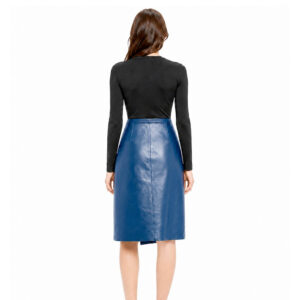 Women Real Leather Wrap Front Midi Skirt Womens Leather Wrap Skirt