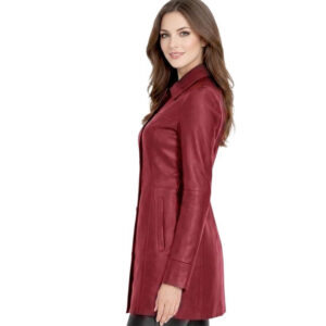 Womens Length Leather Coat 1