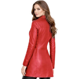 Womens Mid Leather Trench Coat 2