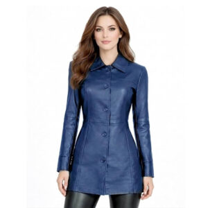 Women's Mid-Length Leather Trench Coat Womens Mid Length Leather Trench Coat 1