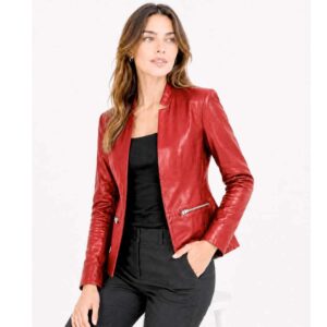 Womens Open Front Fitted BlazCoat red