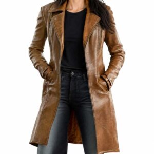 brown wax leather coat