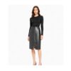 Women Real Leather Wrap Front Midi Skirt