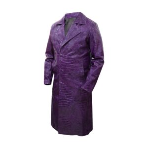 Men's Faux Leather Purple Trench Coat Cosplay