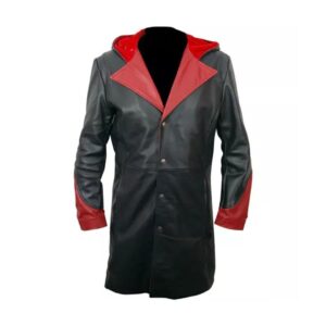 Men's Real Leather Halloween Costume Hooded Coat