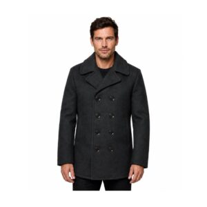 Clara Leather Jackets Men's Navy Style Black Peacoat Warm Wool Overcoat
