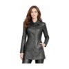 Womens Genuine Leather Button Front Coat