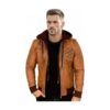 Men's Bomber Sheep Leather American Hoodie Jacket