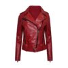 Women's Cafe Racer Red Leather Jacket