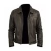 Men's Distressed Brown Leather Jacket - Vintage Belted Style