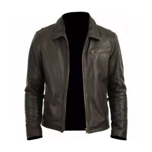 Men's Distressed Brown Leather Jacket - Vintage Belted Style