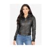Women's Hooded Leather Jacket