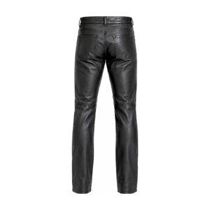 Mens Jeans Style Black Leather Pant close up front