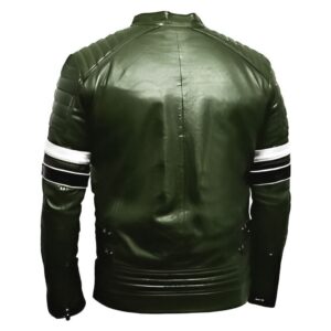 Alternative view of Men's Biker Green Fashion Leather Jacket